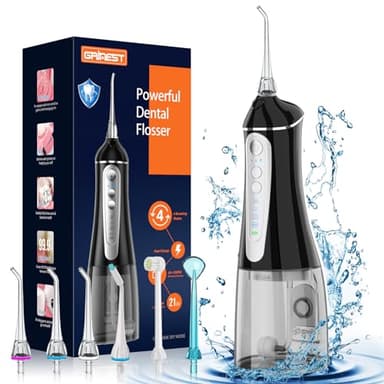 Water Dental flosser for Teeth Cleaning - Rechargeable Cordless Oral Irrigator 4 Modes 6 Tips IPX 7 Waterproof Portable Teeth Cleaner Pick for Home Trave - Image 1
