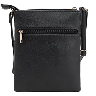 DELUXITY Crossbody Purse Bag Shoulder Bag Multi Pocket Zipper Purse | Black - Image 4