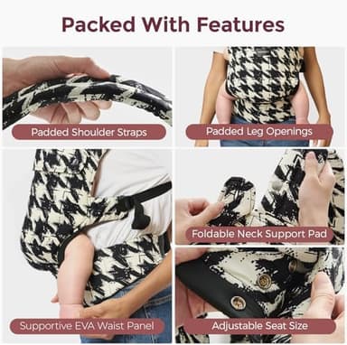 Momcozy Baby Carrier - Ergonomic, Cozy and Lightweight Carrier for 7-44lbs, Effortless to Put On, Ideal for Hands-Free Parenting, Enhanced Lumbar Support, Houndstooth - Image 7