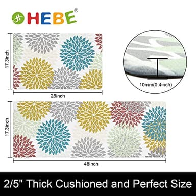 HEBE Anti Fatigue Kitchen Rug Sets 2 Piece Non Slip Kitchen Mats for Floor Cushioned Kitchen Rugs and Mats Waterproof Comfort Standing Mat Runner for Kitchen,Home Office,Sink,Laundry - Image 3