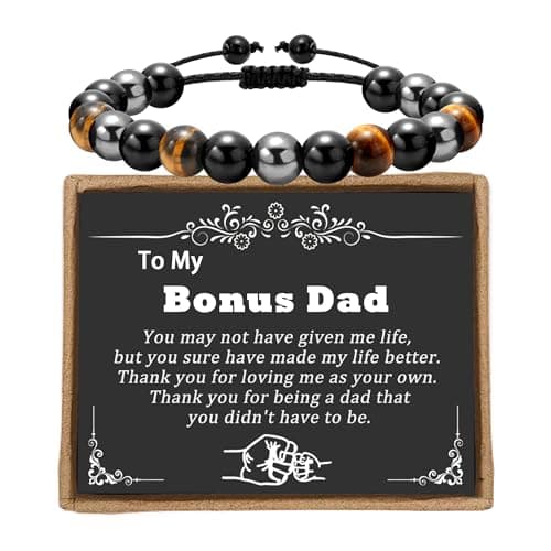 Sereney Step Dad Fathers Day Gifts for Bonus Dad Bracelet from Daughter as Step Fathers Birthday Gifts Fathers Day Bracelet, Adjustable Triple Protection Step Dad Gifts from Son Daughter Men Wife - Image 1