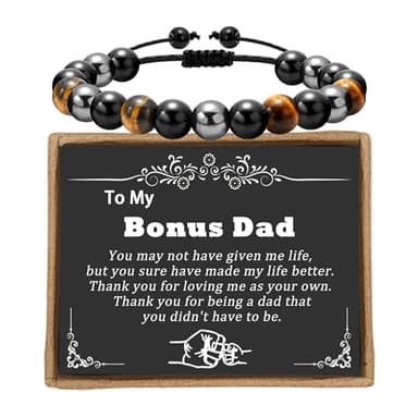 Sereney Step Dad Fathers Day Gifts for Bonus Dad Bracelet from Daughter as Step Fathers Birthday Gifts Fathers Day Bracelet, Adjustable Triple Protection Step Dad Gifts from Son Daughter Men Wife - Image 1