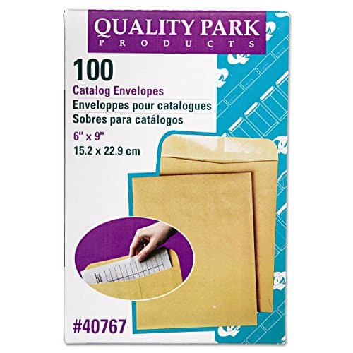 Quality Park Catalog Mailing Envelopes, 6 x 9 Envelopes, Gummed, Heavy 28 lb. Kraft Paper, Greeting Card Size, For Mailing, Organizing and Storage, 100 per Box (QUA40767) - Image 1