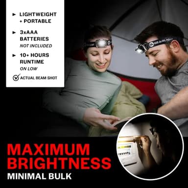 GearLight 2Pack LED Headlamp - Outdoor Camping Head Lamps with Adjustable Headband - Lightweight Battery Powered Bright Flashlight Headlight with 7 Modes and Pivotable Head and Red Light - Image 6