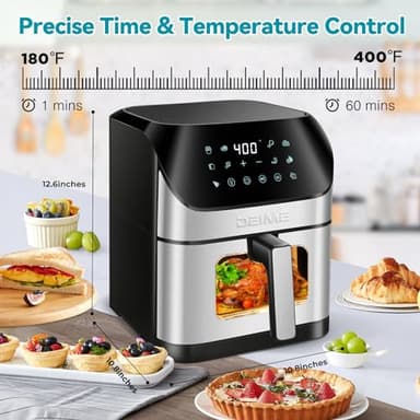 DEIME Air Fryer 6.2 QT Oilless 1500W Large Capacity Oven Air Fryers Healthy Cooker with 10 Preset, Visual Cooking Window, Non-Stick Basket, Included Recipe - Image 3