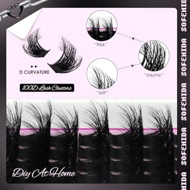 SOFENIDA Lash Clusters Kit 100D Thick Cluster Lashes 10-18mm Volume Eyelash Clusters D Curvature Cluster Eyelash Extensions 3D Wispy Lash Clusters DIY Lash Extension Kit(100D-10-18MIX Thick Kit) - Image 3