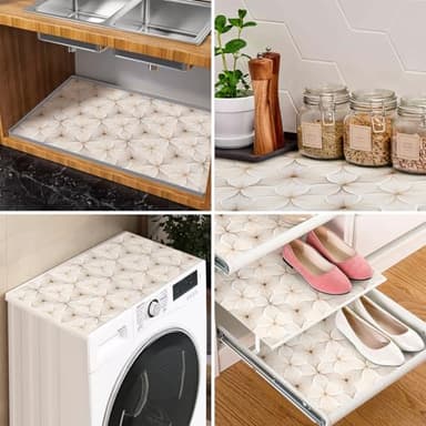 Quttisay Shelf Liner for Kitchen Cabinets,Non Adhesive Cabinet Liner,Non-Slip Drawer Liner,Waterproof Shelf Liner Easy to Clean Strong Grip Liner for Cabinets,Drawers,Cupboard，(Flower 17.3in x 10FT) - Image 7