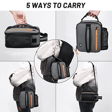 MIER Expandable Lunch Bag Insulated Lunch Box for Men to Work Travel Portable Lunchbox Bags with Shoulder Strap and Water Bottle Holder(Grey/Orange) - Image 4