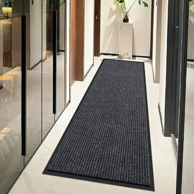 Large Indoor Outdoor Door Mat, 2' x 6' Heavy Duty Commercial Floor Mat Inside Outside Entrance, Rubber Border Doormats for Entryway, High Traffic Area, Waterproof, Low-Profile, Easy to Clean - Image 2