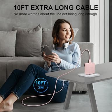 Phone 17 16 Pro Max Charger Fast Charging, 45W USB C Phone 17 16 Super Fast Charger Block with 10ft Long Type C Charging Cable Cord for i.Phone 17 Pro Max/17 Pro/17 Air/17/16/16Pro/16 ProMax /15/S25 - Image 7