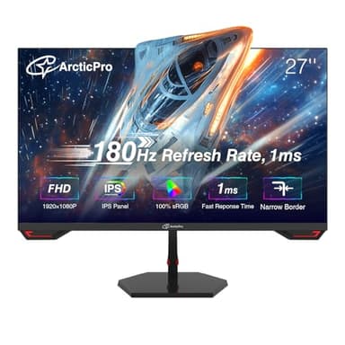 ArcticPro 27inch Gaming Monitor 180Hz, IPS, FHD 1080p, 1ms Response Time, Adaptive sync, PC Computer Monitor, 3-Sided Frameless, Ultra Slim, 130% sRGB, Bluelight Filter, DP*1, HDMI*1 - Image 1