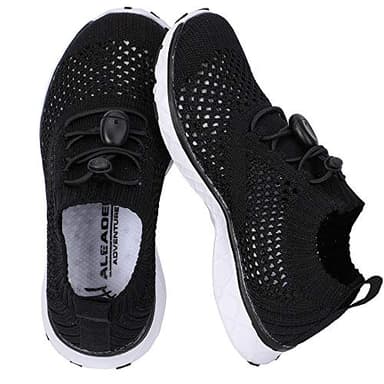 Boy/Girls Tennis Walking Shoes Sport Sneakers for Pool, Beach, Aqua Water Sports, Outdoor, Camp Black/White 6 M US Big Kid - Image 1