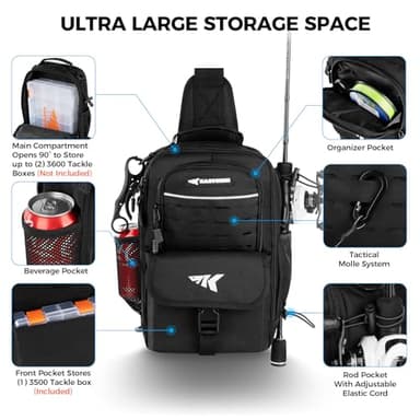 KastKing Everyday Essential Fishing Sling Bag & Tool Set, Fishing Scale & 3500-Tackle Box Waterproof, 7" Fishing Pliers, Lip Gripper - Fishing Gear and Gift for Men - Image 2