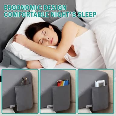 Vekkia Queen Bed Wedge Pillow for Headboard Gap/Bed Gap Filler to Cover 0-6" Gap Between Headboard and Mattress, 60"x10"x6"-Gray - Image 5