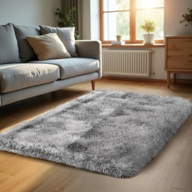 Zentavio Bedside Rugs Small 2x3 Shag Entry Entrance Rugs Soft Bedroom Carpet Area Rugs for Dorm College Essentials Non-Slip Living Room Throw Rug Home Decor Aesthetic Nursery Tie-Dyed Grey White - Image 9