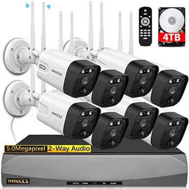 2-Way Audio & PIR Detection Dual Antennas Outdoor Wireless Security Camera System 5.5MP Wi-Fi Video Surveillance DVR System - Image 1