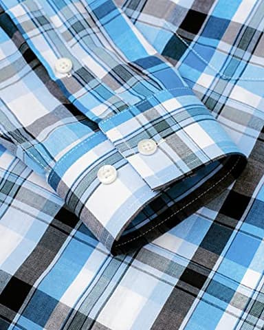 Alimens & Gentle Men's Plaid Button Down Shirts Cotton Long Sleeve Dress Shirts Regular Fit Gingham Shirts - Image 5