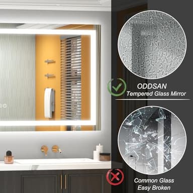 ODDSAN 66x36 LED Lighted Mirror for Bathroom Wall Mounted, Dimmable Vanity Mirror with Lights, Anti-Fog, ETL Listed (Backlit and Front Lighted) - Image 7