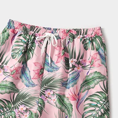 IFFEI Family Matching Swimsuits Ruffles Two Piece Bikini Set Off Shoulder Mommy and Me Bathing Suits with Straps Women: M Pink - Image 7