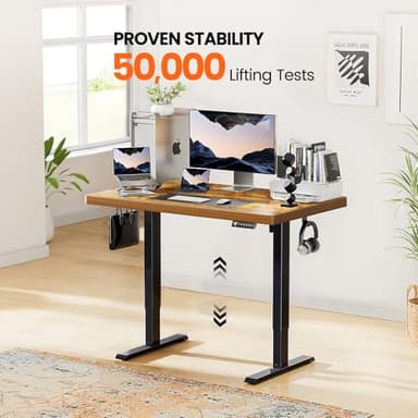 ErGear 48" x 24" Whole Piece Desktop Electric Standing Desk, Thick Height Adjustable Desk with 4 Height Memory, Home Office Computer Table with Cable Management Tray, Vintage Brown - Image 6