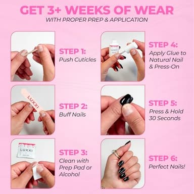 LUXXI Super Strong Brush On Nail Glue for Press On Nails | Best Extra Strength Nail Glue for Long Lasting Extended Wear for Press-Ons, Nail Tips & Acrylic Nails - Image 5