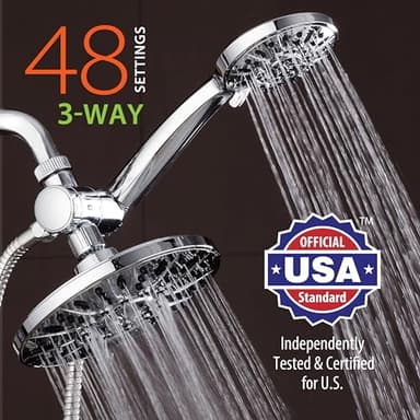 AquaDance 7" Premium High Pressure 3-Way Rainfall Combo for The Best of Both Worlds - Enjoy Luxurious Rain Showerhead and 6-Setting Hand Held Shower Separately or Together - Chrome Finish - 3328 - Image 2
