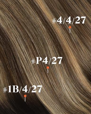 Sunny Hair Clip in Hair Extensions Straight Human Hair Clip in Extensions Remy Clip in Hair Extensions Real Human Hair Extensions Clip ins Full Head Dark Brown Highlights Caramel Blonde 22inch - Image 6