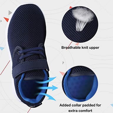 TOEDNNQI Boys Girls Sneakers Kids Lightweight Breathable Strap Athletic Running Shoes for Toddler/Little Kid/Big Kid 179-Blue/White Size 1 - Image 2