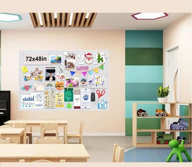 Large Bulletin Board, Foldable 72x48 Inches Cork Board Alternative, Large Felt Board Decorative Pin Board for Wall, Foldable Photo Board Self-Adhesive Vision Board with 36 Pushpins White - Image 3