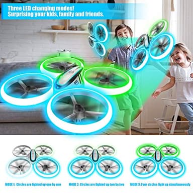 Q9s Drones for Kids,RC Drone with Altitude Hold and Headless Mode,Quadcopter with Blue&Green Light,Propeller Full Protect,2 Batteries and Remote Control,Easy to fly Kids Gifts Toys for Boys and Girls - Image 2