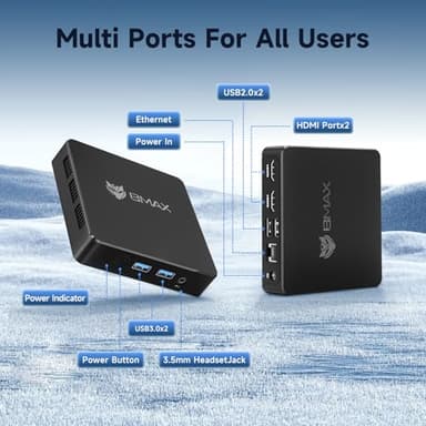 Bmax B1 Mini PC, 8GB RAM/128GB eMMC, Intel N4000, Support 512GB/2TB M.2 SSD Expansion, Small Tiny Desktop Computers, 2.4GHz/5GHz WiFi 5, BT, 4K, Business, Home, Office Computer, Small Pc - Image 6