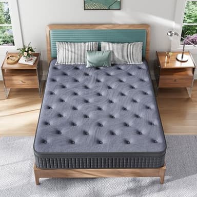 Susalt Queen Mattress, 12 Inch Hybrid Mattress in a Box, Gel Memory Foam, Medium Firm, Edge Support, Motion Isolation, Pressure Relief, Zoned Support Spring, CertiPUR-US Certified, Black & Gray - Image 2