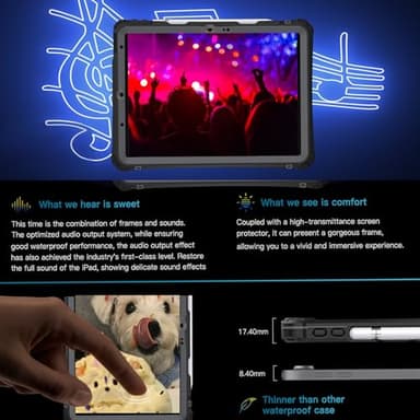 2024 iPad Air 6th/5th/4th Gen Waterproof Case - 360 Full-Body Protection, Easy Access to Apple Pencil & Touch ID, with Portable Stand, Lanyard, & Shockproof Cover for iPad Air 11 Inch & 10.9 Inch - Image 8