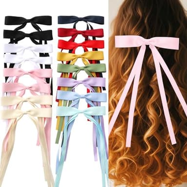 WORTL 16 PCS Hair Bows for Women,Hair Ribbon Hair Bows With Long Tail,Hair Bow Clips Hair Barrettes for Women Accessories - Image 7