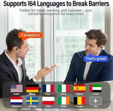Ai Translation Earbuds Real Time,3-in-1 Buletooth 5.4 Translator Earbuds with 164 Languages/6 Translation Modes,No Subscription Required Translatior Headphones,32H Audifonos Traductores Inglés Español - Image 5