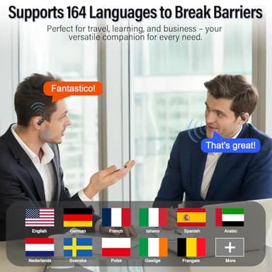 Ai Translation Earbuds Real Time,3-in-1 Buletooth 5.4 Translator Earbuds with 164 Languages/6 Translation Modes,No Subscription Required Translatior Headphones,32H Audifonos Traductores Inglés Español - Image 3