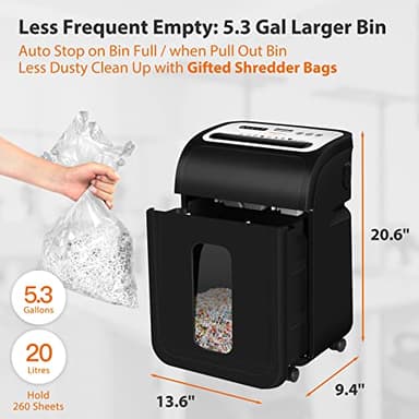 VidaTeco Paper Shredder for Home Office14-Sheet 60-Mins Micro Cut Shredder with US Patented Blade,Shred Card/CD/Clip/Staple,for Home Use Heavy Duty,AUTO Jam Proof,5.3-Gallon Pullout Bin(ETL) - Image 6