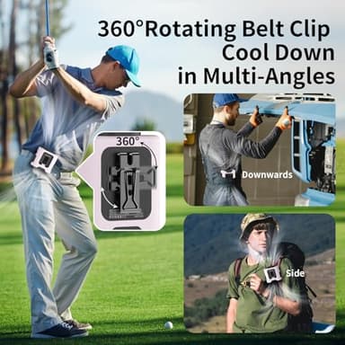 Socool 14500mAh Portable Waist Fan Clip on Belt 360 Rotation Wearable Rechargeable Personal Shirt Fan, 67H Cooling 5-Speed Battery Operated Fans with Light, Neck Fan Hanging for Outdoor Camping Travel - Image 5