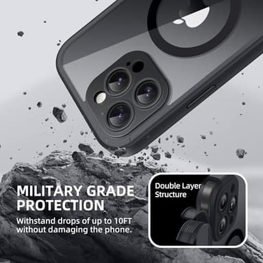 BERFY for iPhone 14 Pro Max Case, Compatible with MagSafe, Built-in Privacy Screen Protector and Camera Protection, Anti-Spy Full Body Shockproof Clear Phone Case for 14 Pro Max 6.7", Black - Image 7
