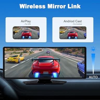 Carplay Screen for Car,10.26 inch Portable Car Play & Android Auto Touch Screen,4K Front & 1080P Rear Backup Camera Car Stereo,Loop Recording,GPS,Voice Control,Mirror Link,FM,AUX for All Vehicles - Image 6