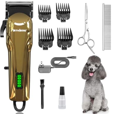 PETWORTHY Quiet Dog Grooming Kit - 2000mAh Dog Clippers for Heavy Thick Hair Coats, Waterproof Rechargeable Cordless Clippers, Safe and Easy to Clean Pet Grooming - Image 1