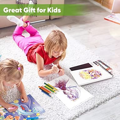 Soucolor 9" x 12" Sketch Book, 1-Pack 100 Sheets Spiral Bound Art Sketchbook, (68lb/100gsm) Acid Free Artist Drawing Book Paper Painting Drawing Writing Sketching Pad for Kids Adult Teens Girls Boys - Image 8