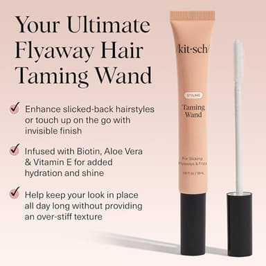 Kitsch Fly Away Stick for Hair - Taming Wand with Biotin, Aloe & Vitamin E - Clear Serum-Like Gel Hair Mascara for Flyaways & Baby Hairs - Lightweight Hair & Multi-Use Hair Stick - 18ml - Image 4