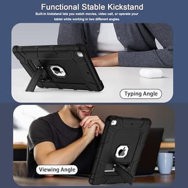 Rantice iPad 6th Generation Cases , 5th Case , Air 2 9.7 Shockproof Rugged Drop Protection Cover Built with Kickstand for 9.7'' A1893/A1954/A1822/A1823 (Black) - Image 6