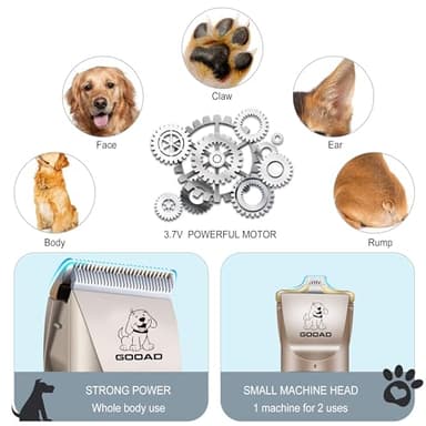 Gooad Dog Clippers for Grooming,Dog Grooming Kit for Heavy Thick Hair&Coats/Low Noise Rechargeable Cordless Hair Trimmer/Pet Shaver with Paw Trimmer for Small & Large Dogs Cats - Image 3