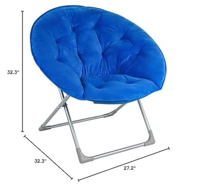 Amazon Basics Faux Fur Saucer Shaped Chair with Foldable Metal Frame, Blue, 32.3"D x 27.2"W x 32.3"H - Image 3