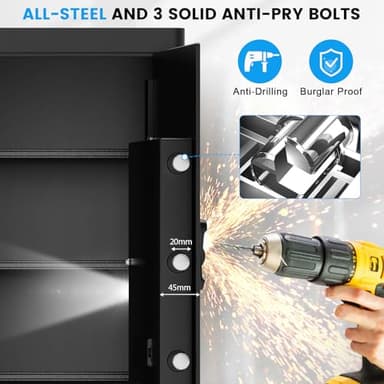 6.0 Cuft Large Home Safe Fireproof Waterproof, Anti-theft Fireproof Safe Box with Combination Lock, Alarm Systerm and Removable Shelf, Digital Document Fire Safes for Home Money Valuables - Image 3