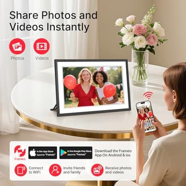 Frameo 10.1" Digital Picture Frame, Smart WiFi Digital Photo Frame with 1280x800 HD IPS Touch Screen 32GB Storage Auto-Rotate Wall Mounted, Share Photos/Videos from Phone Anywhere(Black&White) - Image 2