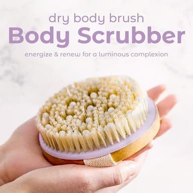 MainBasics Dry Brushing Body Brush for Lymphatic Drainage, Dry Skin, Cellulite, Blood Circulation with Exfoliating Natural Bristles and Massage Nodes for Flawless Skin - Image 2