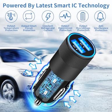 【Apple MFi Certified】iPhone 16 Car Charger Fast Charging, Rombica 4.8A USB Car Power Cigarette Lighter USB-C Car Charger with 2Pack Tyep-C Braided Cable for iPhone 16 Pro/16 Pro Max/15/15 Pro/iPad Pro - Image 5